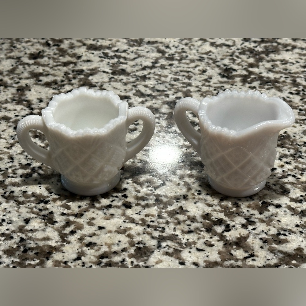 Westmoreland Miniature "Thumbelina"  Milk Glass Creamer and Sugar Set